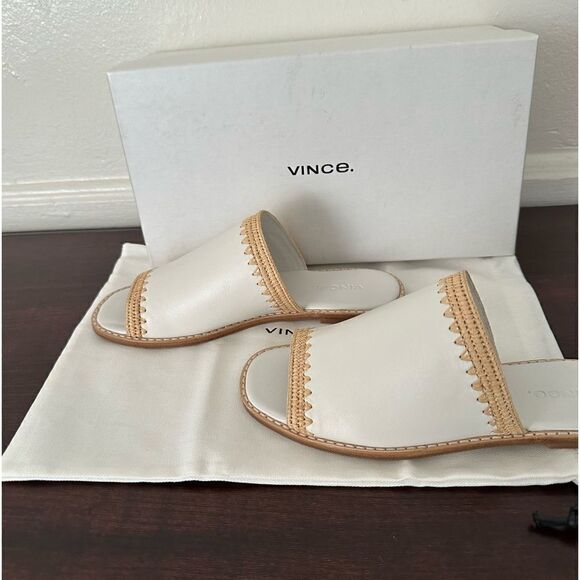 - Vince slide soft top grain all leather open toe slip on lightweight sandals - Picture 7 of 13